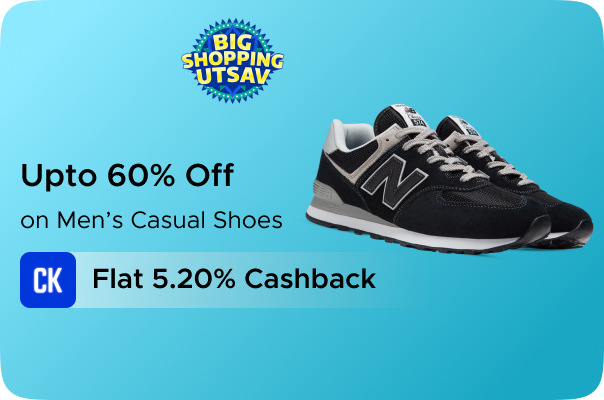 Flipkart: Upto 60% Off on Men Casual Shoes + Flat 5.20% CashKaro Cashback
